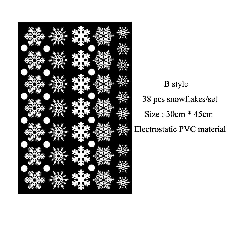 38-Piece Snowflake Window Clings – Reusable Electrostatic Christmas Stickers