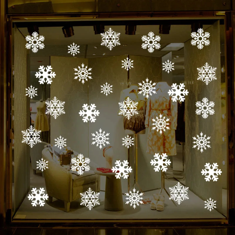 38-Piece Snowflake Window Clings – Reusable Electrostatic Christmas Stickers