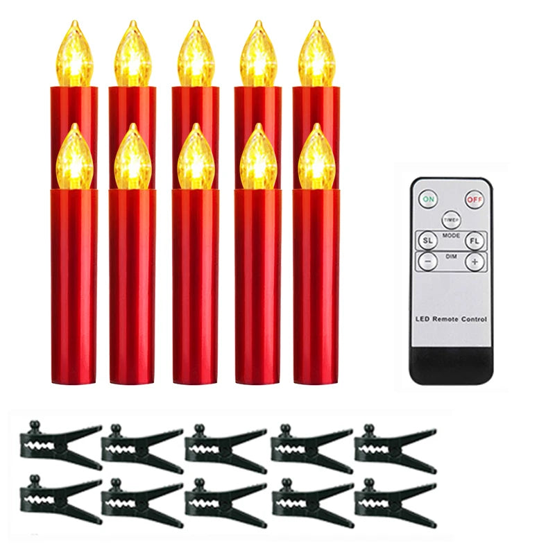 10PCS LED Christmas Tree Candles with Remote Control & Timer