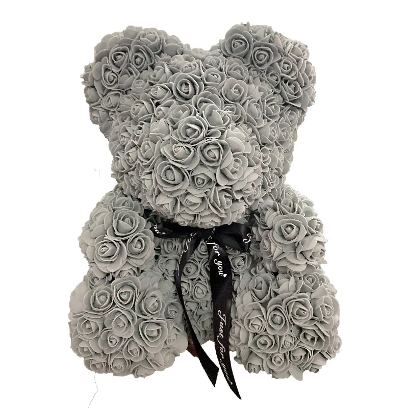 40cm Rose Bear – Heart Shaped Teddy Made of Roses - candletown.net