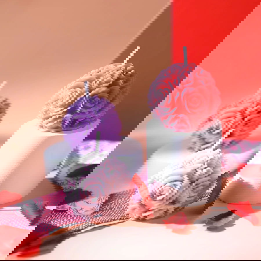 Hand-made Rose Style Aromatherapy Candle Sculpted Shape Fragrance Smokeless Candle Holder Decoration Birthday Candle Gift - candletown.net