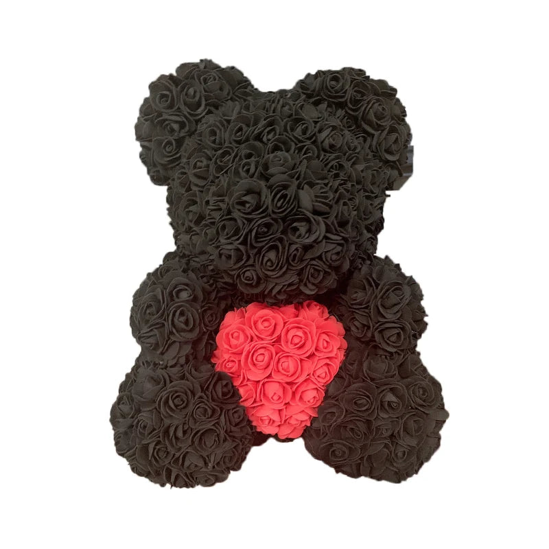 40cm Rose Bear – Heart Shaped Teddy Made of Roses - candletown.net