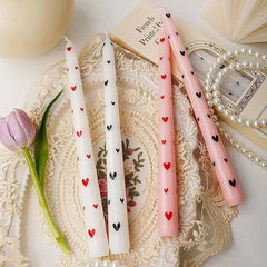 Heart & Flower Printed Taper Candles – Romantic Dinner Set - candletown.net