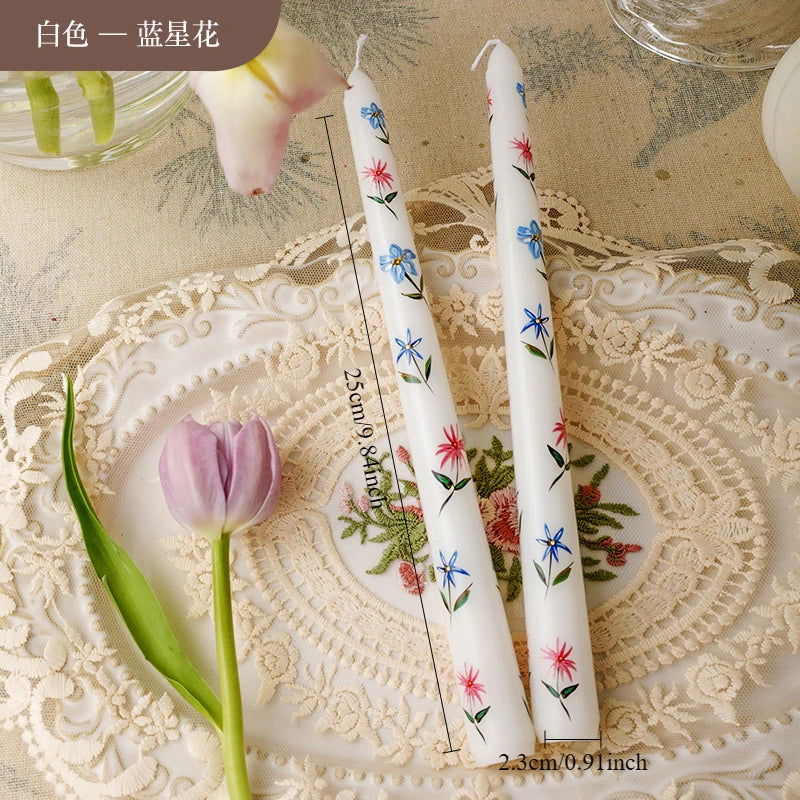 Heart & Flower Printed Taper Candles – Romantic Dinner Set - candletown.net