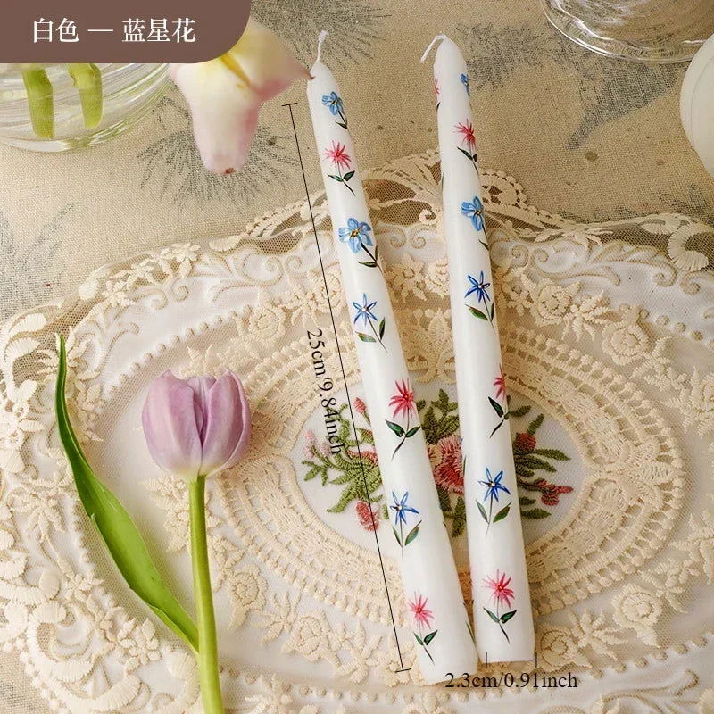 Heart & Flower Printed Taper Candles – Romantic Dinner Set - candletown.net