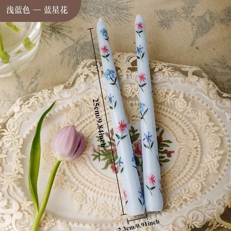 Heart & Flower Printed Taper Candles – Romantic Dinner Set - candletown.net