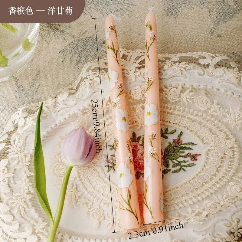 Heart & Flower Printed Taper Candles – Romantic Dinner Set - candletown.net