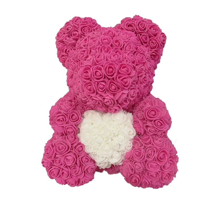 40cm Rose Bear – Heart Shaped Teddy Made of Roses - candletown.net