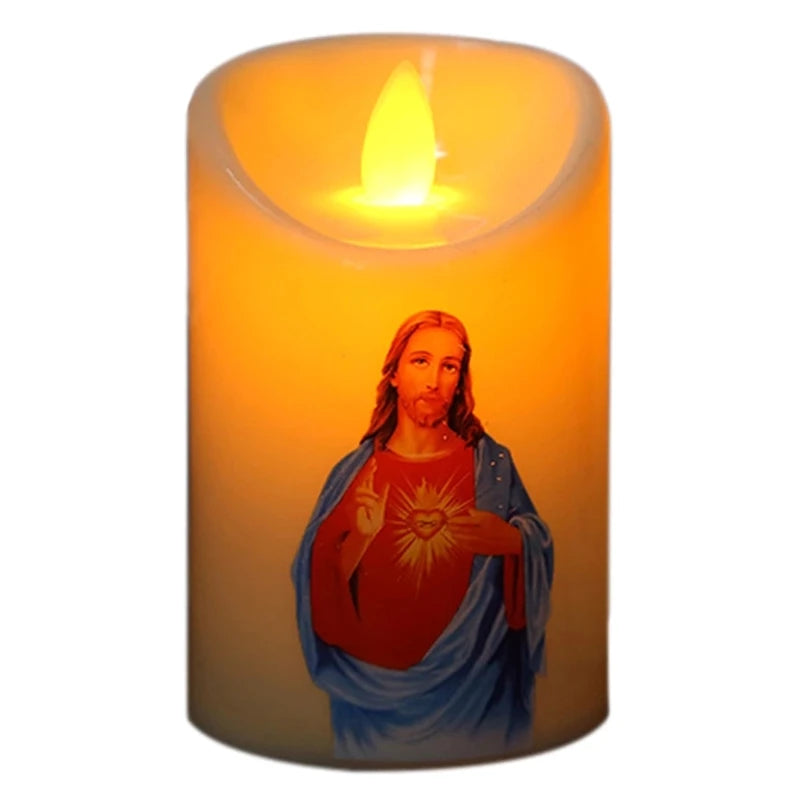 Flameless Jesus Christ LED Candle Lamp – Perfect for Easter & Religious Celebrations - candletown.net