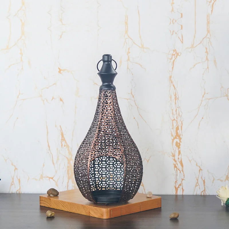 Hollow Vintage Moroccan Iron Candle Lantern for Home Decoration - candletown.net