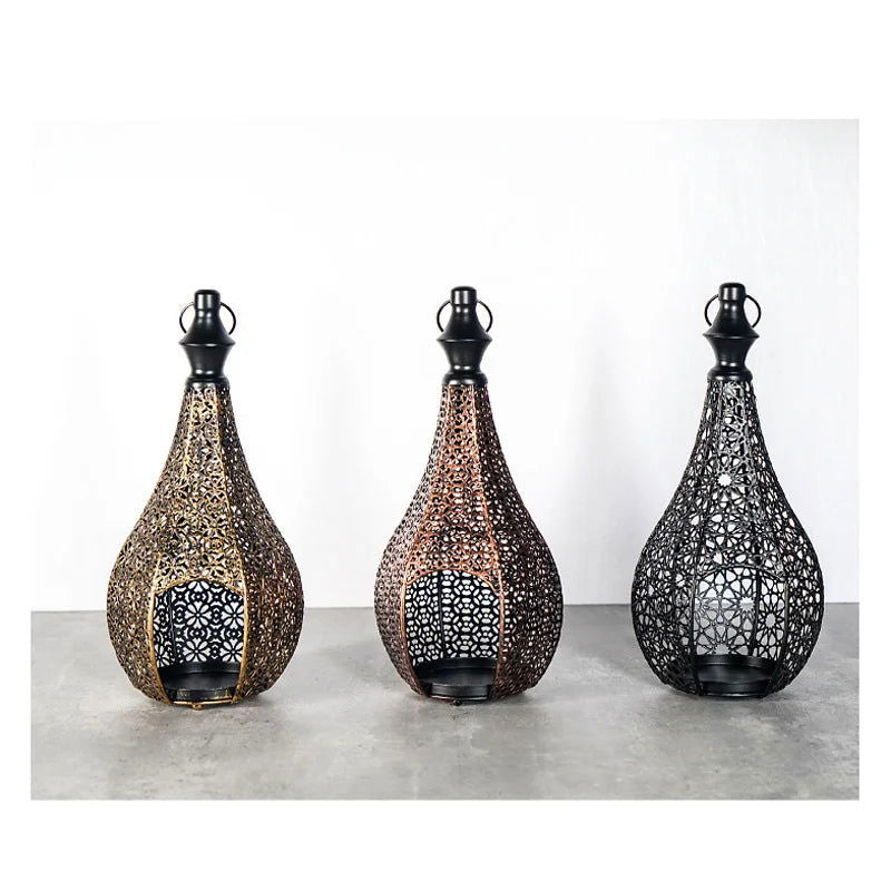 Hollow Vintage Moroccan Iron Candle Lantern for Home Decoration - candletown.net