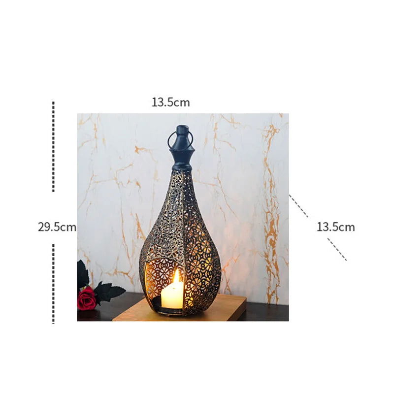 Hollow Vintage Moroccan Iron Candle Lantern for Home Decoration - candletown.net