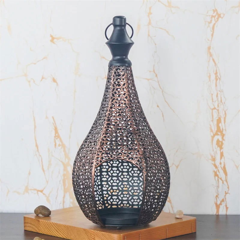 Hollow Vintage Moroccan Iron Candle Lantern for Home Decoration - candletown.net