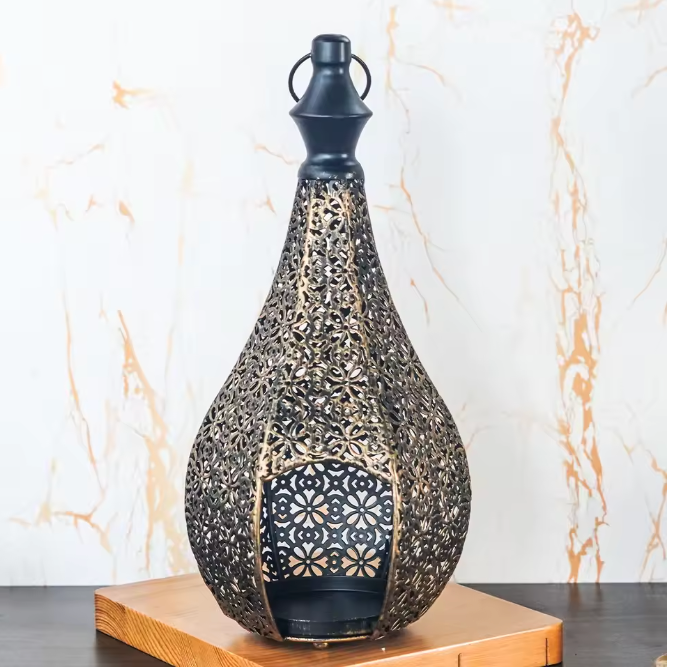 Hollow Vintage Moroccan Iron Candle Lantern for Home Decoration - candletown.net
