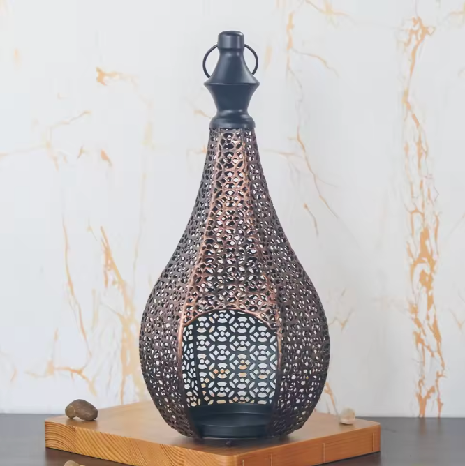 Hollow Vintage Moroccan Iron Candle Lantern for Home Decoration - candletown.net