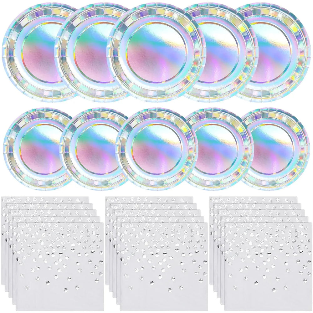 Holographic Disposable Tableware Set for Parties - candletown.net