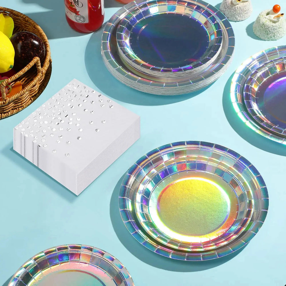 Holographic Disposable Tableware Set for Parties - candletown.net