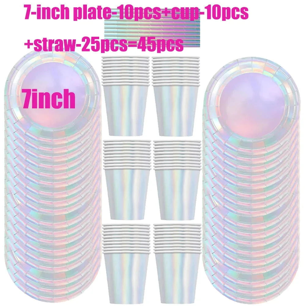 Holographic Disposable Tableware Set for Parties - candletown.net