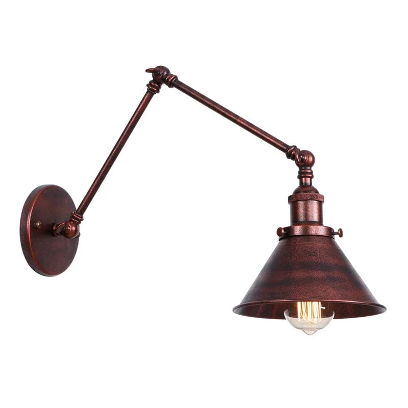 IWHD Long Arm LED Wall Light Sconce Gold Pull Chain Switch Hallway Bedroom Living Room Iron Industrial Adjustable Bedside Lamp - candletown.net