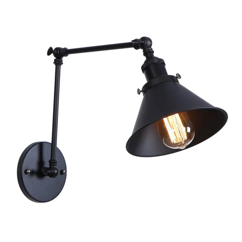 IWHD Long Arm LED Wall Light Sconce Gold Pull Chain Switch Hallway Bedroom Living Room Iron Industrial Adjustable Bedside Lamp - candletown.net