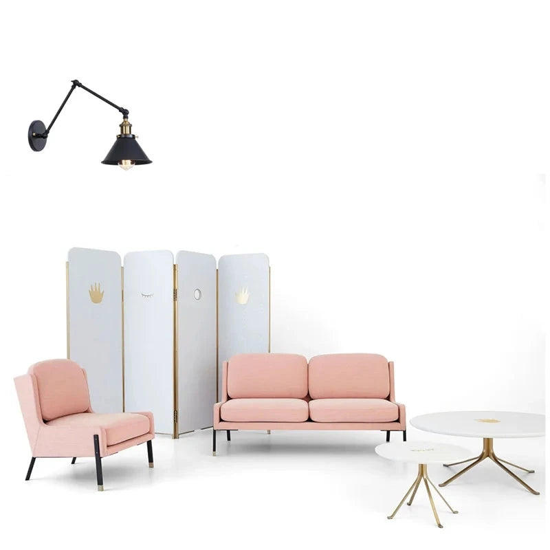 IWHD Long Arm LED Wall Light Sconce Gold Pull Chain Switch Hallway Bedroom Living Room Iron Industrial Adjustable Bedside Lamp - candletown.net