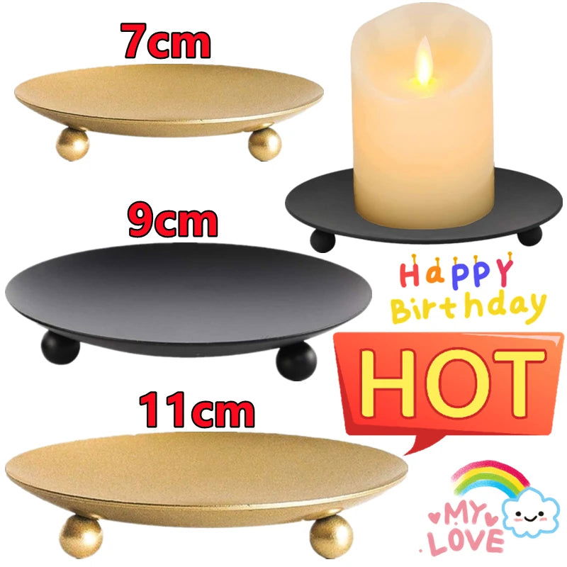 Iron Plate Candle Holder - Decorative Stand for Pillar & Ball Candles - candletown.net