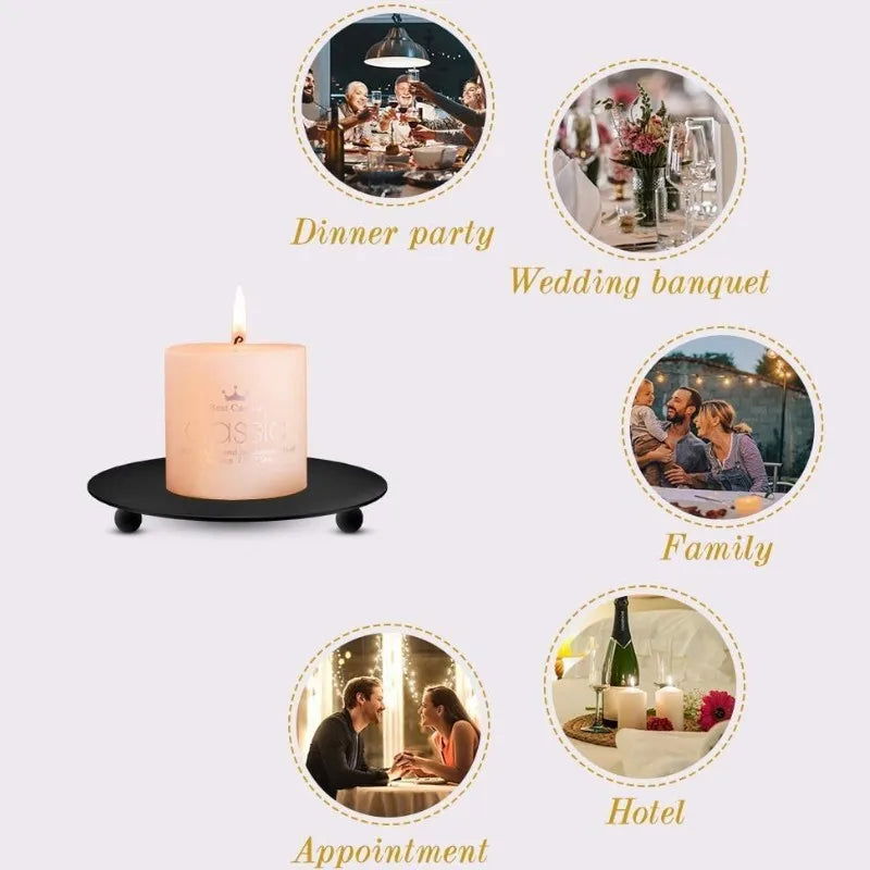 Iron Plate Candle Holder - Decorative Stand for Pillar & Ball Candles - candletown.net