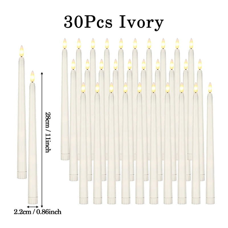 LED Taper Candle with Flickering Flame - Battery Operated for Elegant Decor - candletown.net