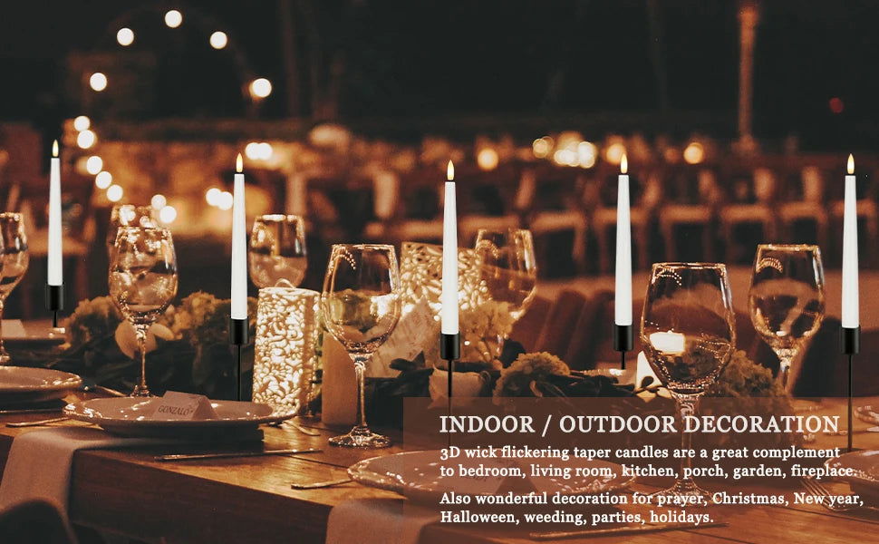 LED Taper Candle with Flickering Flame - Battery Operated for Elegant Decor - candletown.net