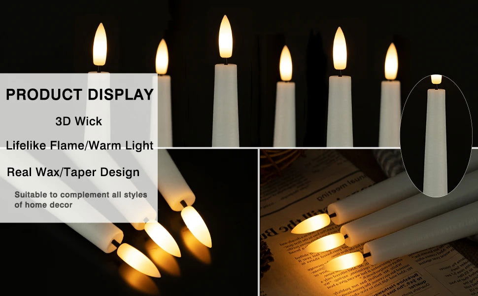 LED Taper Candle with Flickering Flame - Battery Operated for Elegant Decor - candletown.net
