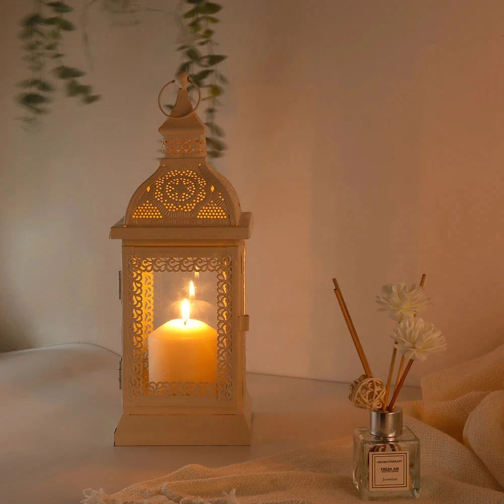 Metal Candle Lantern Decorative Hanging Candlestick Lantern Outdoor Lantern for Living Room Wedding Party Home Decor - candletown.net