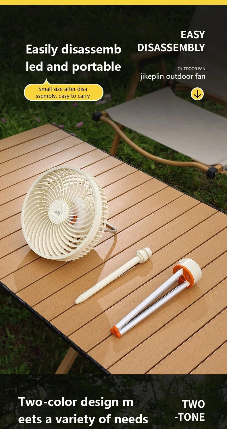New 12000mAh Camping Fan Rechargeable Tripod Fan Portable Circulator Wireless Ceiling Electric Fan with Power Bank LED Lighting - candletown.net