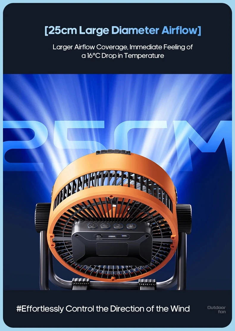 Portable 6 in 1 Outdoor Camping Fan 20000mAh Rechargeable Wireless Tent Ceiling Fan 4 Speed Adjustment LED Lighting Power Bank - candletown.net