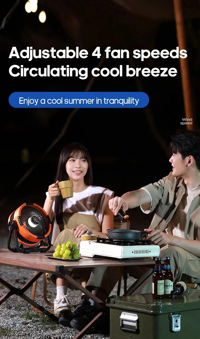 Portable 6 in 1 Outdoor Camping Fan 20000mAh Rechargeable Wireless Tent Ceiling Fan 4 Speed Adjustment LED Lighting Power Bank - candletown.net