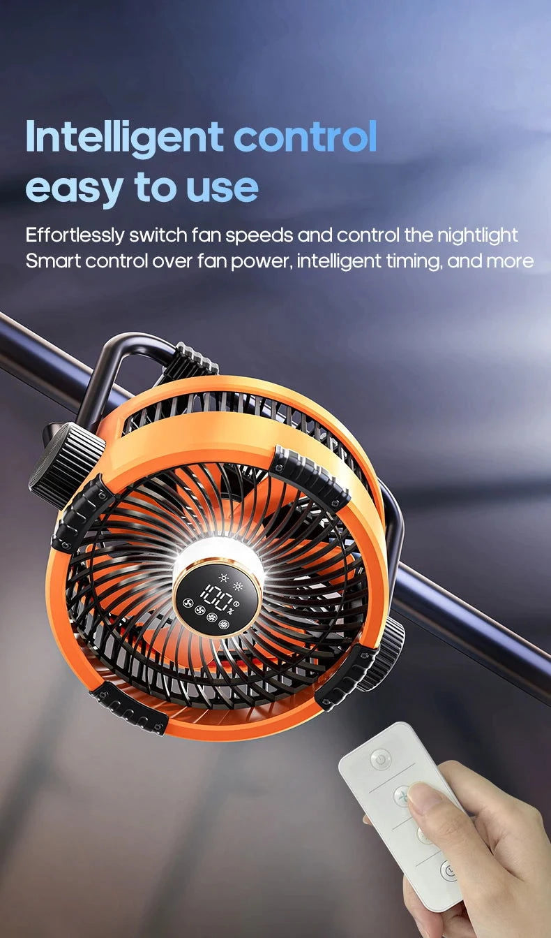 Portable 6 in 1 Outdoor Camping Fan 20000mAh Rechargeable Wireless Tent Ceiling Fan 4 Speed Adjustment LED Lighting Power Bank - candletown.net