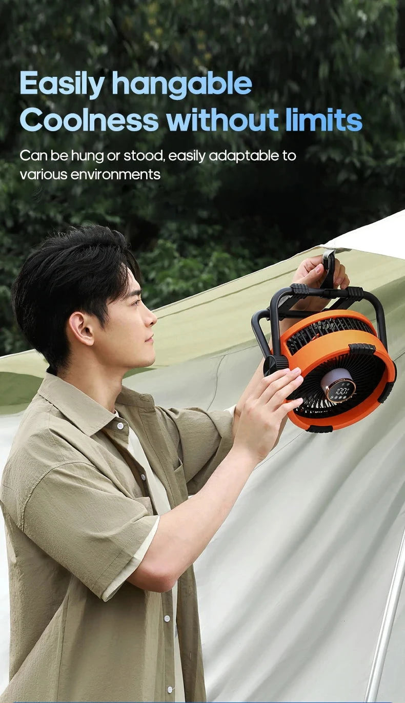 Portable 6 in 1 Outdoor Camping Fan 20000mAh Rechargeable Wireless Tent Ceiling Fan 4 Speed Adjustment LED Lighting Power Bank - candletown.net