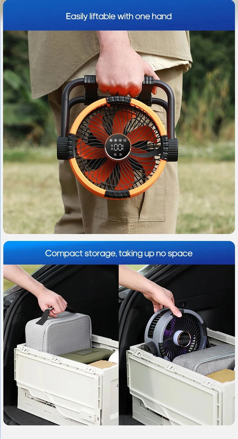 Portable 6 in 1 Outdoor Camping Fan 20000mAh Rechargeable Wireless Tent Ceiling Fan 4 Speed Adjustment LED Lighting Power Bank - candletown.net
