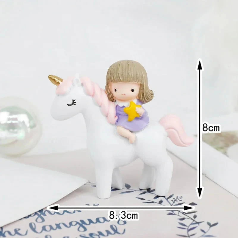 Rainbow Unicorn Cake Topper  Girl Baby Shower Birthday Decoration Kids Liked Unicorn Theme Decor Cupcake Party Baking Supplies - candletown.net