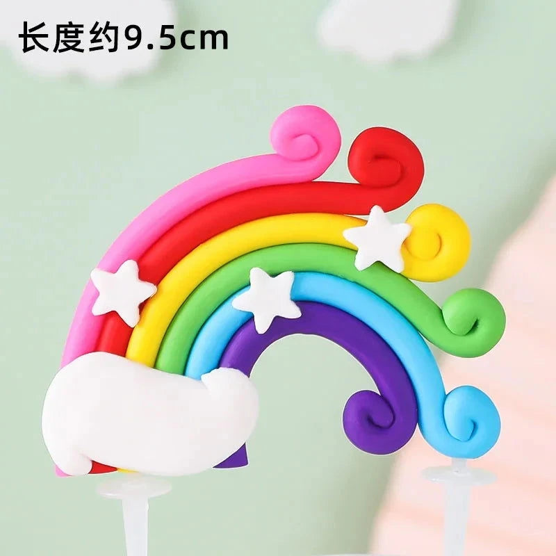 Rainbow Unicorn Cake Topper  Girl Baby Shower Birthday Decoration Kids Liked Unicorn Theme Decor Cupcake Party Baking Supplies - candletown.net