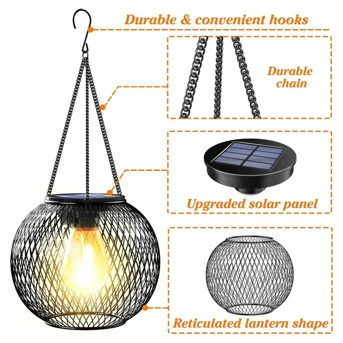 Retro Solar Hanging Lantern - candletown.net