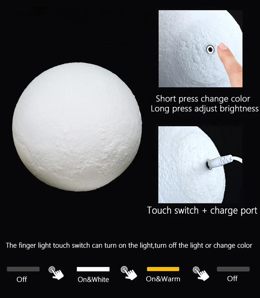 Moon Lamp – Rechargeable 3D Touch Night Light