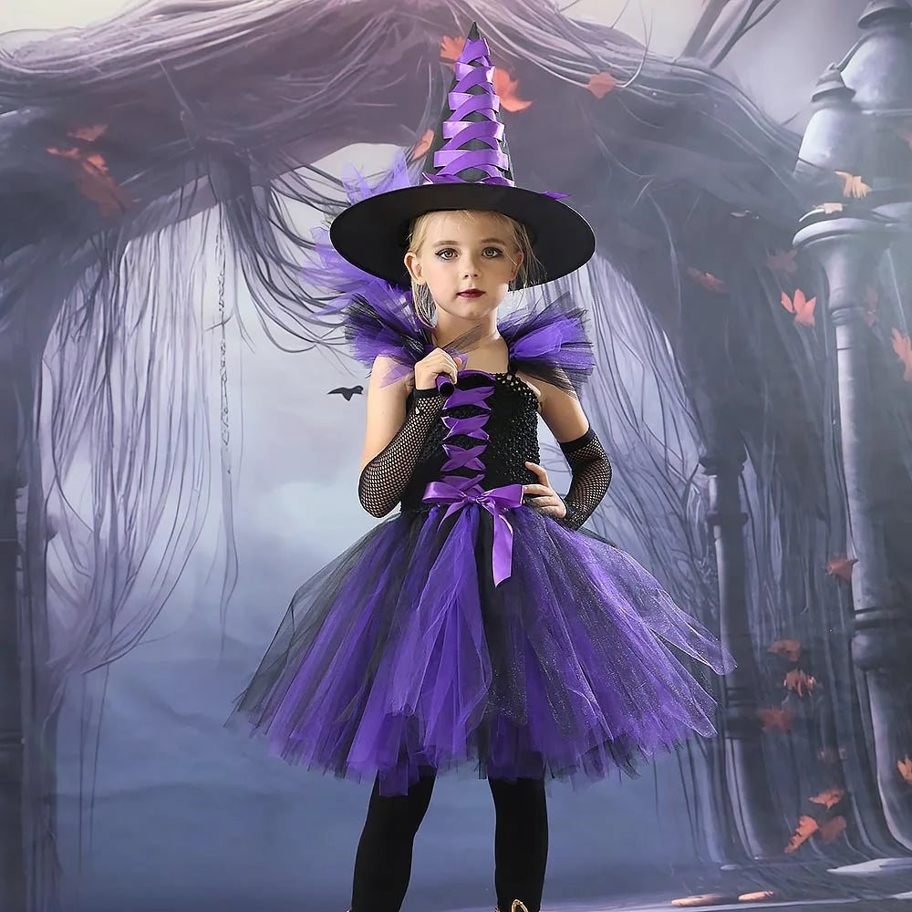 Kids Witch Costume – Hat, Broom & Accessory Options (Multicolor)