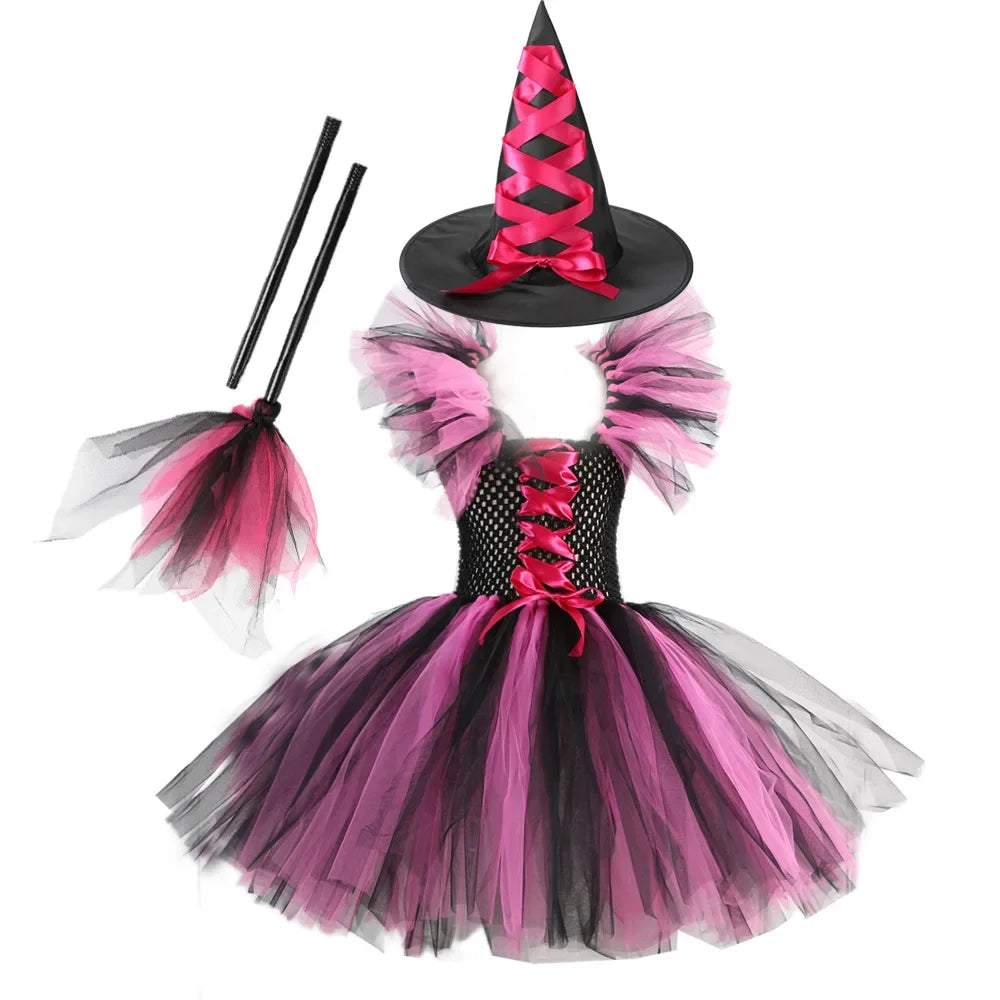 Kids Witch Costume – Hat, Broom & Accessory Options (Multicolor)