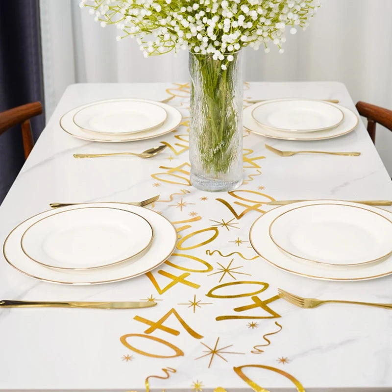 Birthday Table Runner – Gold, Silver & Black - candletown.net