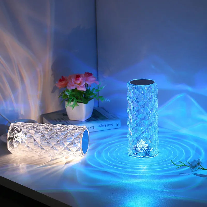 Crystal Diamond Table Lamp – Rechargeable Ambient Night Light