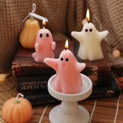 6-Piece Halloween Ghost Candle Set – Soy & Beeswax Aromatherapy