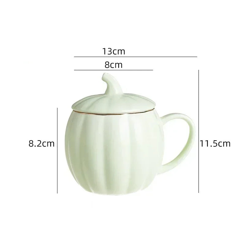 Pumpkin Ceramic Mug with Lid – Cute Halloween Coffee Cup