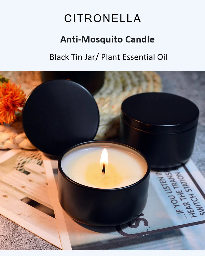 18h Citronella Candle – Natural Mosquito Repellent in Black Tin - candletown.net