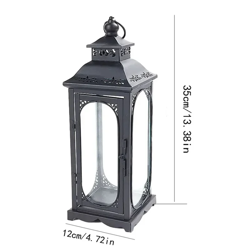 Black Metal Outdoor Candle Lantern