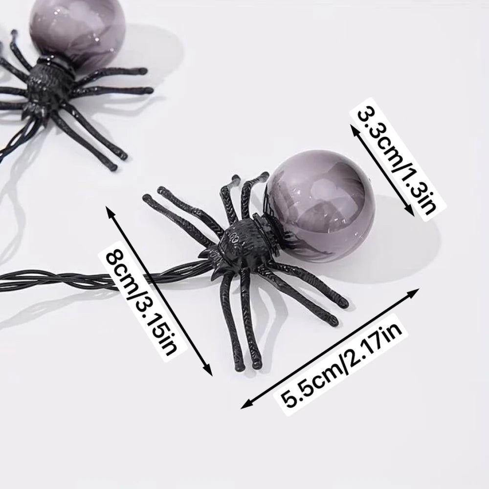 Halloween Spider LED String Lights – 10 LEDs, 1.5 m